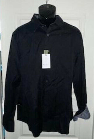 ROBERT GRAHAM Men's XL black paisley shirt contrast cuffs classic fit