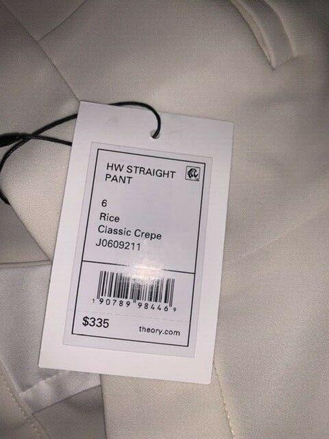 THEORY 6 high waist pants slacks trousers straight Rice crepe cream $335 - Jenifers Designer Closet