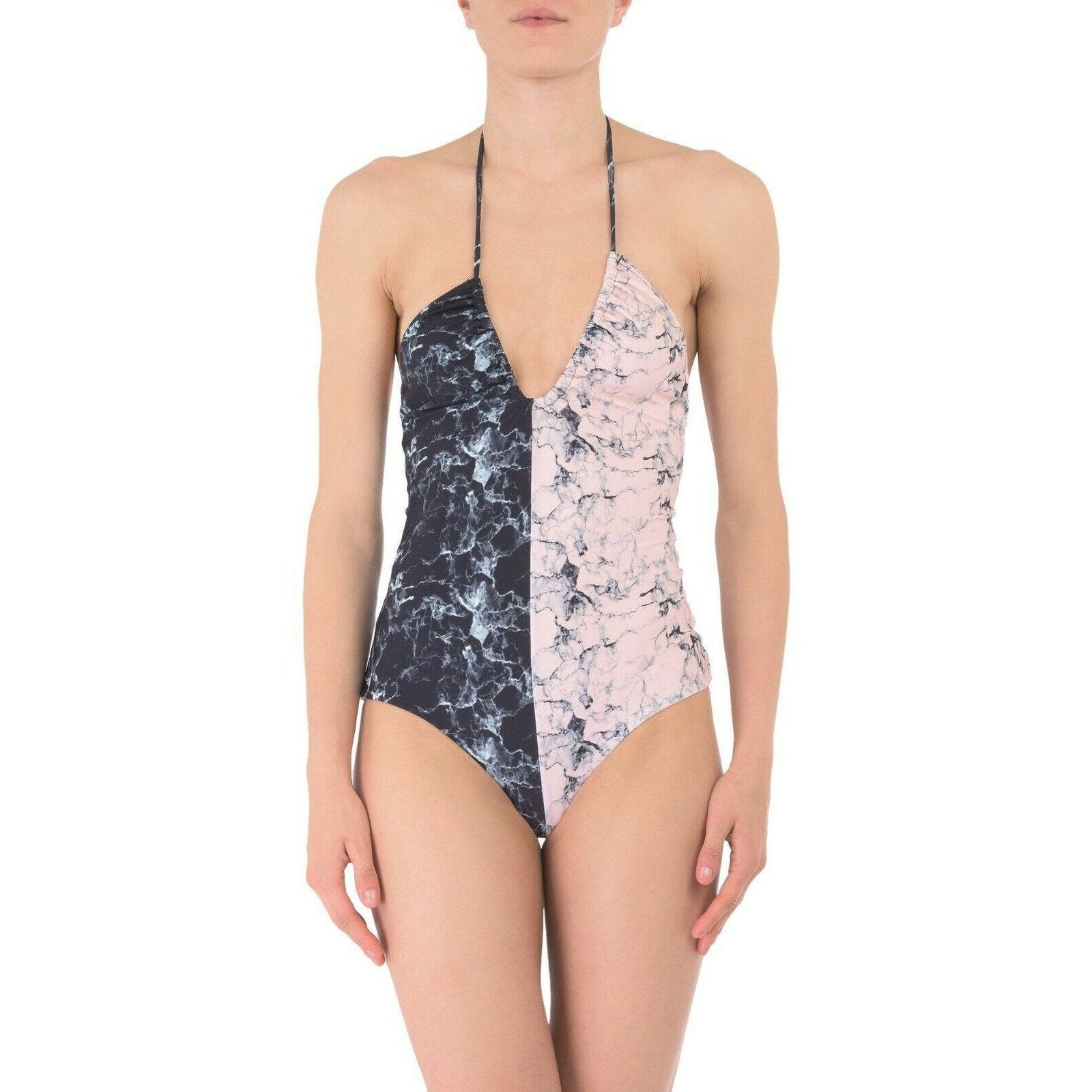 ALBERTINE 1 US-4 swimsuit one-piece maillot deep V $230 marbled-Clothing, Shoes & Accessories:Women's Clothing:Swimwear-Albertine-Jenifers Designer Closet