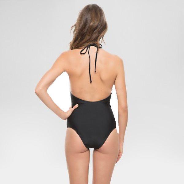 CLEOBELLA S one-piece swimsuit black metallic gold cutouts halter-Clothing, Shoes & Accessories:Women's Clothing:Swimwear-Cleobella Turquoise-Small-Black/gold-Jenifers Designer Closet
