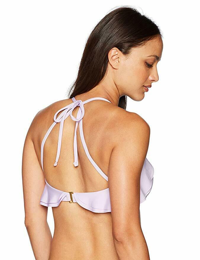 CARMEN MARC VALVO S bikini swimsuit ruffle lavender 2 piece set high neck