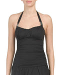 MIRACLESUIT Once 2-piece tankini swimsuit skirted black ruched shirred - Jenifers Designer Closet