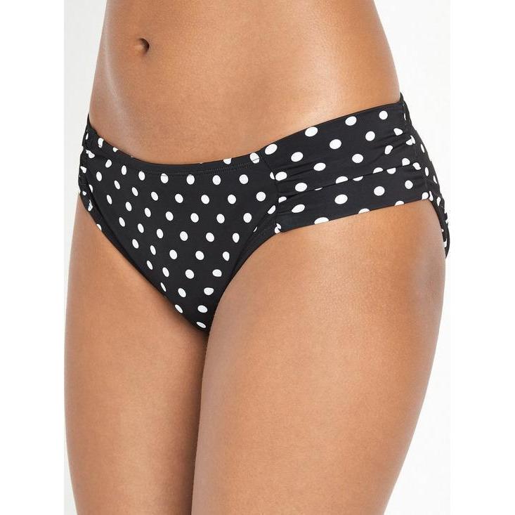 PANACHE Anya XS US gathered polka dot bikini bottoms swimsuit black-Clothing, Shoes & Accessories:Women's Clothing:Swimwear-Panache-XS-Black/white-Jenifers Designer Closet