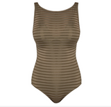 JETS Jessika Allen 8 US 12 AU hi-neck one-piece swimsuit sheer mesh stone