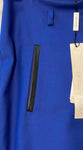 YIGAL AZROUEL 14 blue wool pencil skirt w/ black leather trim career