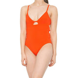 TAVIK + swimsuit S cutout 1 piece bright orange cheeky designer Free People