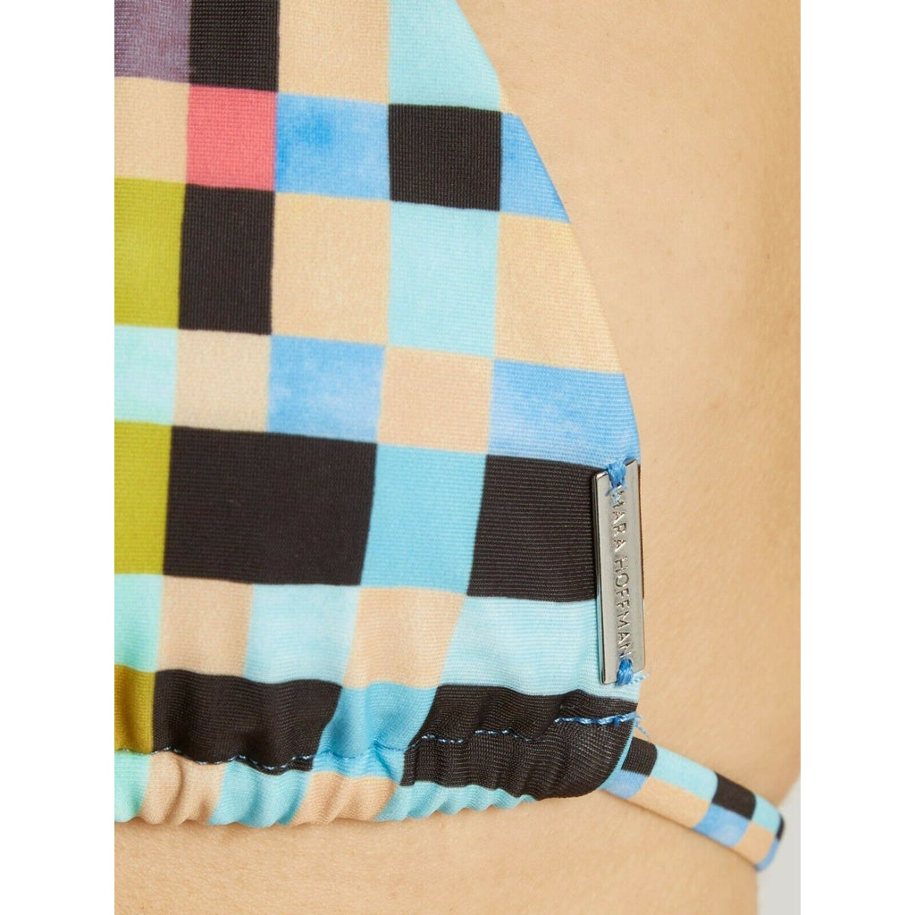 MARA HOFFMAN XL plaid bikini top triangle slide mustard separate halter-Clothing, Shoes & Accessories:Women's Clothing:Swimwear-Mara Hoffman-XL-Mustard/multi-Jenifers Designer Closet