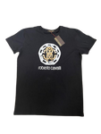 ROBERTO CAVALLI uomo Large men's black t-shirt tee gold silver logo RC