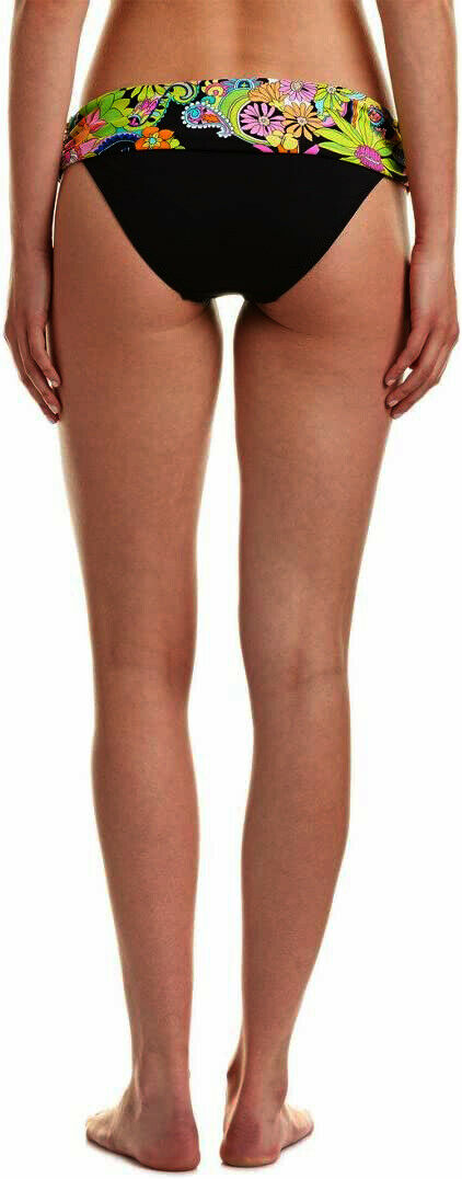 TRINA TURK 14 Monaco banded hipster bikini bottoms L XL black/bright colors