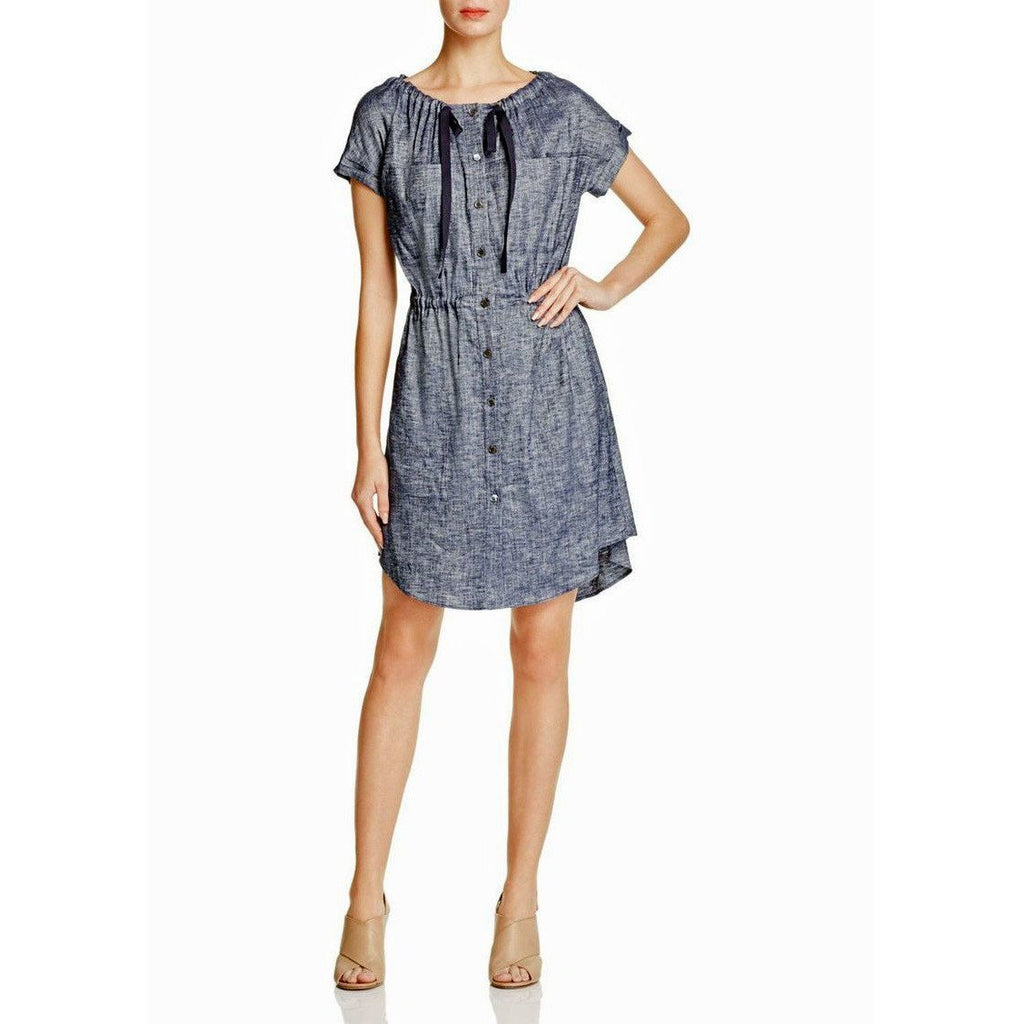 THEORY 4 chambray linen blend dark blue denim shirt dress $345 Tierra wash-Clothing, Shoes & Accessories:Women's Clothing:Dresses-Theory-4-Dark blue-Jenifers Designer Closet