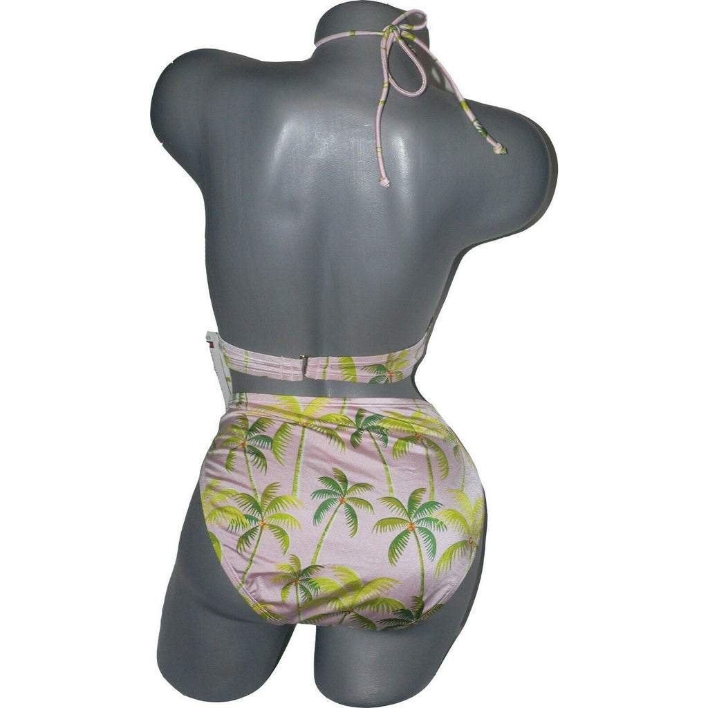 TOMMY HILFIGER bikini swimsuit high neck halter gold ring 2 PC tropical-Clothing, Shoes & Accessories:Women:Women's Clothing:Swimwear-Tommy Hilfiger-Jenifers Designer Closet