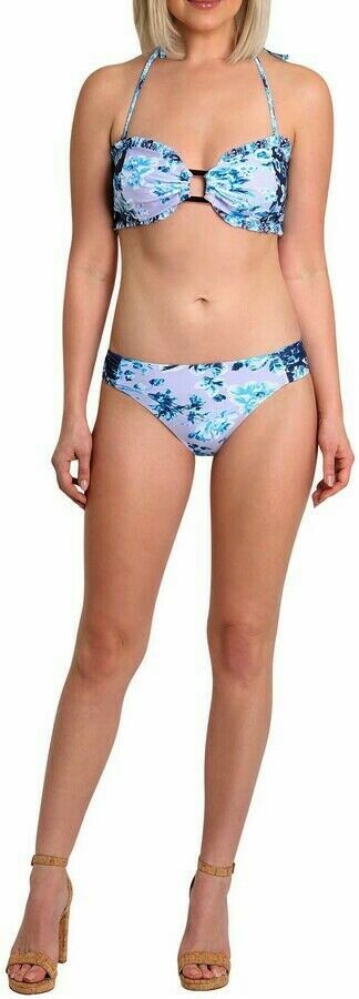 NANETTE LEPORE 8 bikini swimsuit bandeau rose gold ring ruffle bathing suit