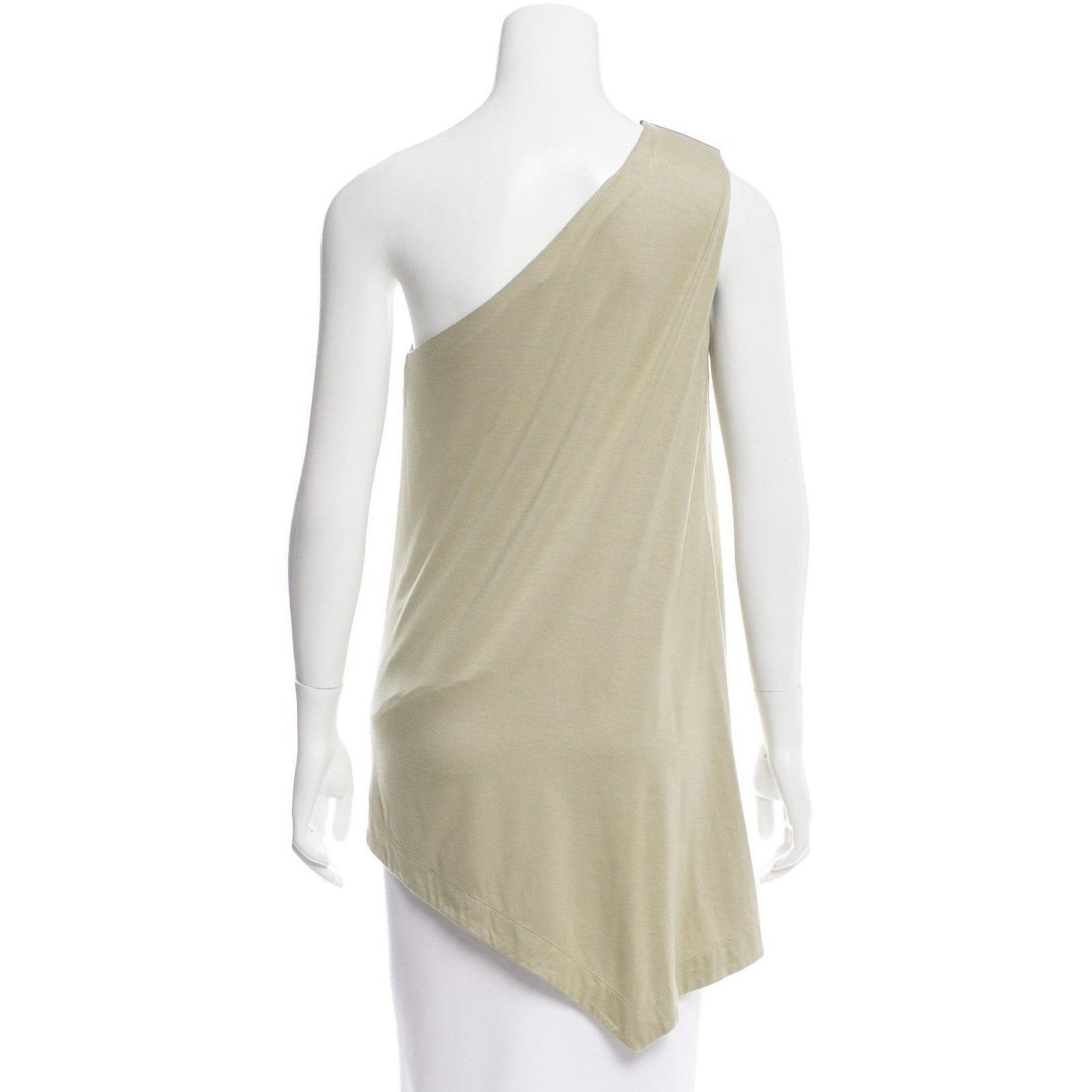 KAUFMANFRANCO one shoulder asymmetric top with leather $795 twine jersey-Clothing, Shoes & Accessories:Women's Clothing:Tops & Blouses-KaufmanFranco-Jenifers Designer Closet