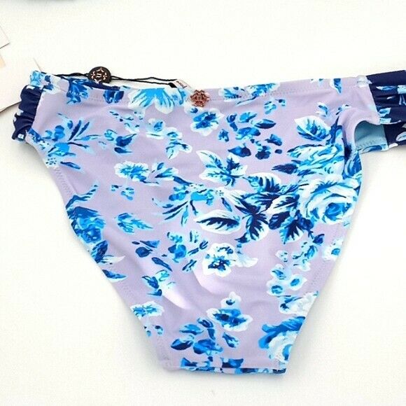 NANETTE LEPORE 8 bikini swimsuit bandeau rose gold ring ruffle bathing suit