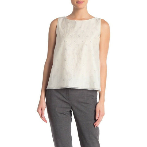 THEORY LG A-line silk print sleeveless layered top sleeveless blouse $335-Clothing, Shoes & Accessories:Women's Clothing:Tops-Theory-Large-White-Jenifers Designer Closet