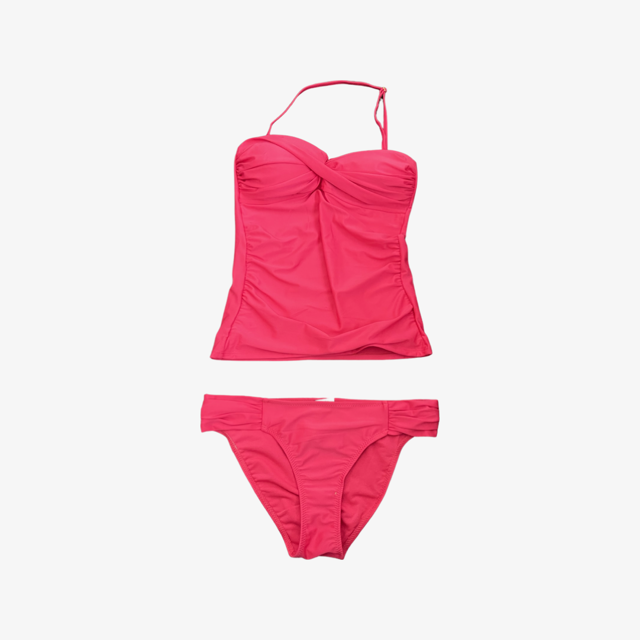 SUNPROOF by Weatherproof 5-6 tankini swimsuit pink twisted bandeau ruched