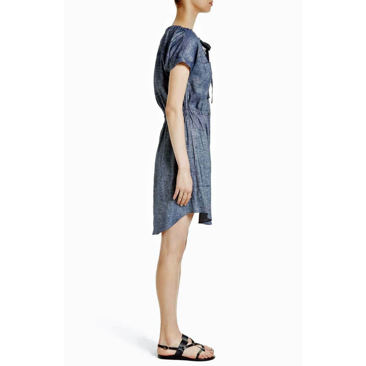 THEORY 4 chambray linen blend dark blue denim shirt dress $345 Tierra wash-Clothing, Shoes & Accessories:Women's Clothing:Dresses-Theory-4-Dark blue-Jenifers Designer Closet