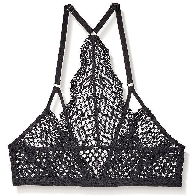 ROSAPOIS lace bra 32B sheer bralette adjustable straps black romance-Clothing, Shoes & Accessories:Women's Clothing:Intimates & Sleep:Bras & Bra Sets-ROSAPOIS-32B-Black-Jenifers Designer Closet