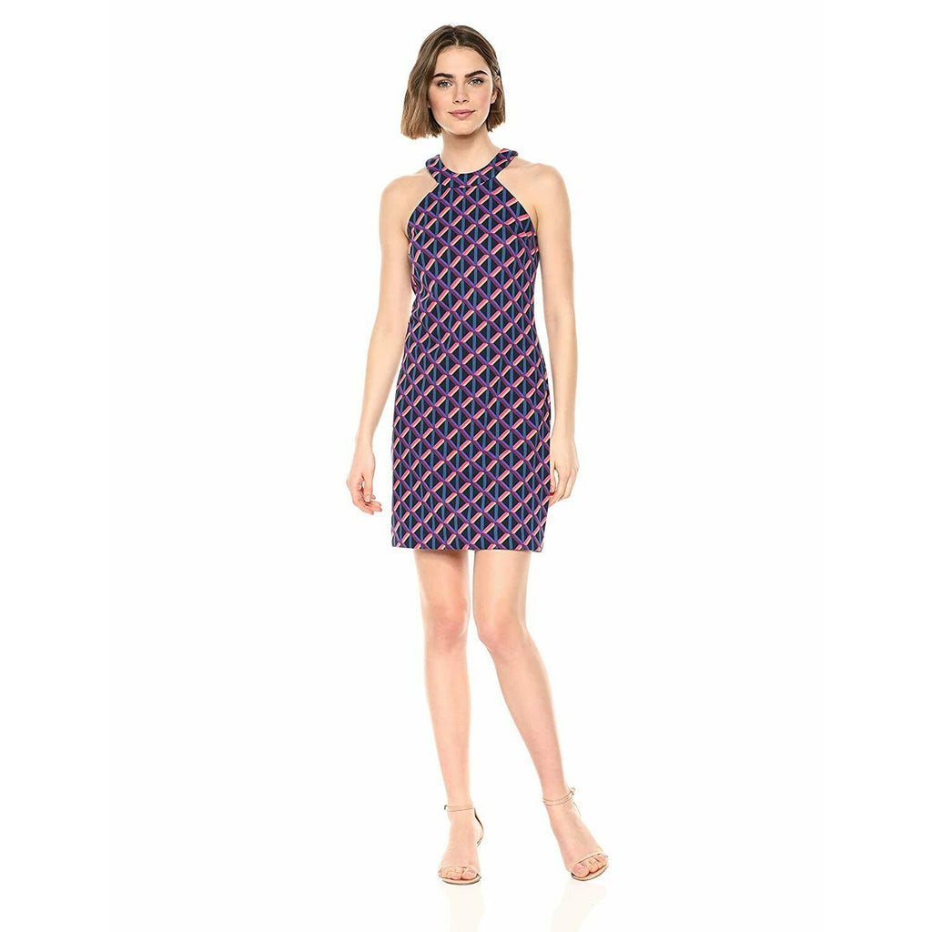 TRINA TURK printed M upscale above knee shift dress ponte knit geo bright - Jenifers Designer Closet