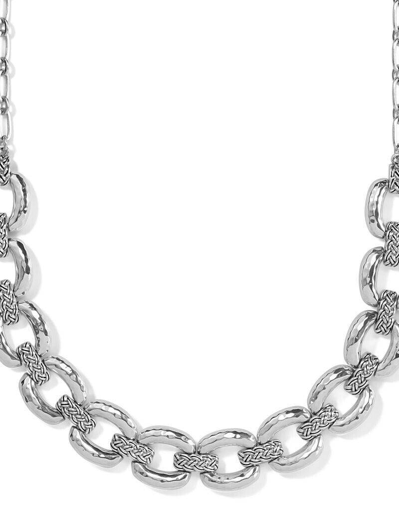 BRIGHTON Interlok woven collar silver necklace adjustable length stunning