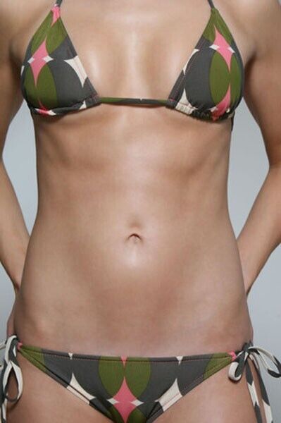 KUSHCUSH L bikini swimsuit triangle slide geometric designer 2 piece