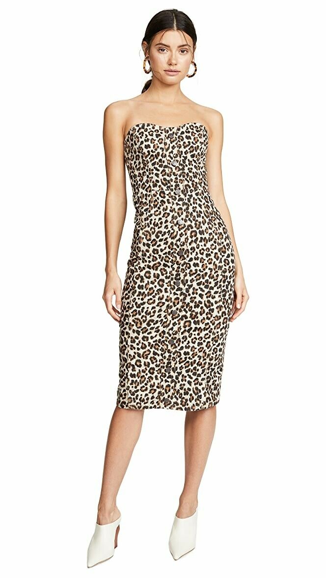 VERONICA BEARD 2 leopard Liza denim straight dress strapless year round - Jenifers Designer Closet