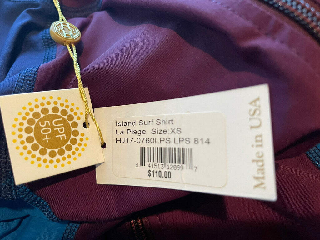 HELEN JON XS rash guard island surf shirt swimsuit top UPF 50 sunscreen