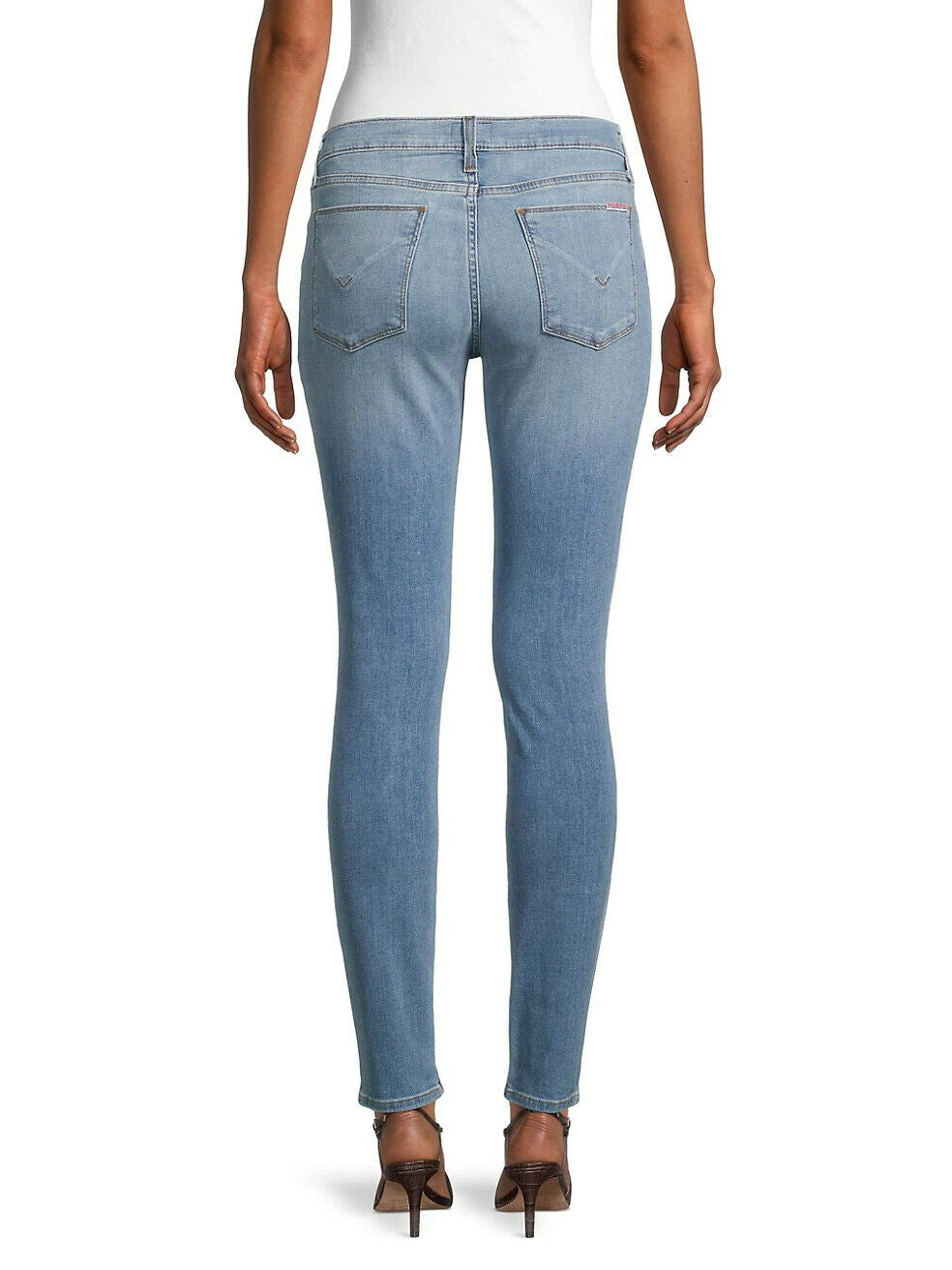HUDSON Los Angeles 31 Krista super skinny blue jeans denim whiskered faded