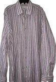 ROBERT GRAHAM Size-18.5 TALL BIG men's striped shirt lavender black - Jenifers Designer Closet