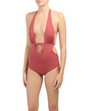 VITAMIN A Brena 4 XS swimsuit one piece monokini maillot $184 plunge rose - Jenifers Designer Closet
