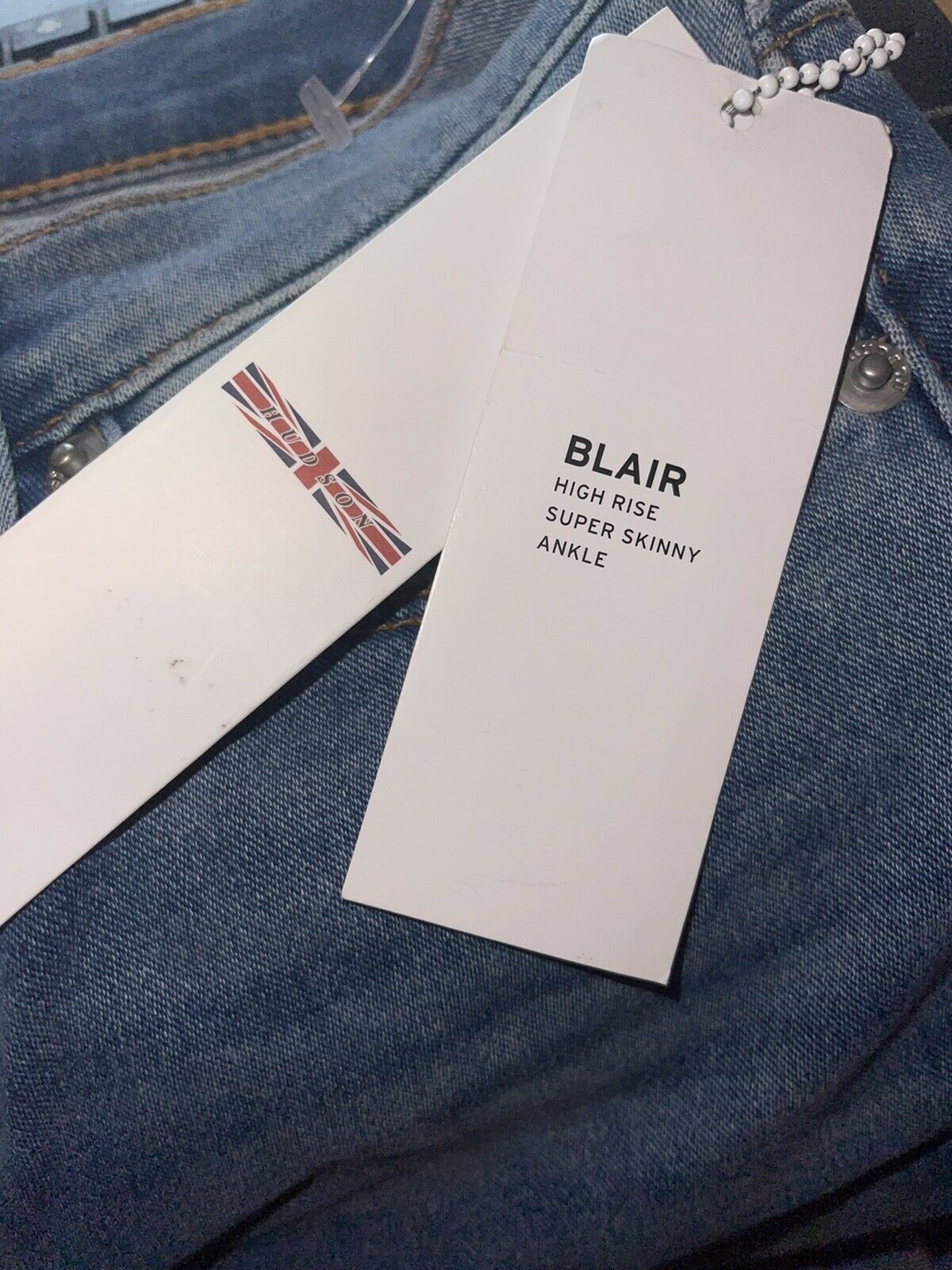 HUDSON 25 Blair high rise ankle Super Skinny blue jeans denim