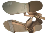 CAPRI POSITANO Italy 39 handmade leather sandals tan & silver shoes flats