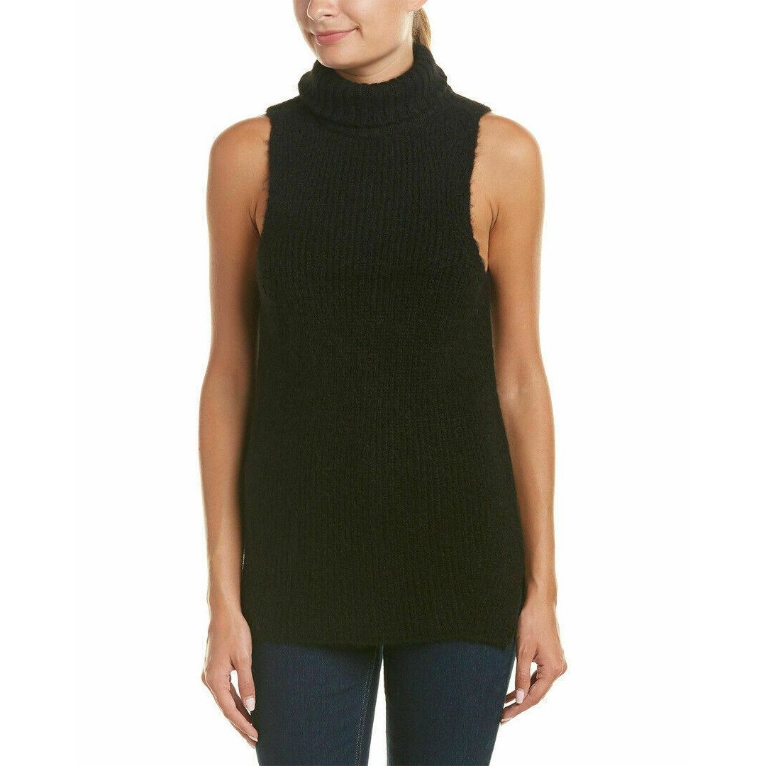 JOIE Alpaca M wool sleeveless turtleneck sweater so soft black caviar $248-Clothing, Shoes & Accessories:Women's Clothing:Sweaters-Joie-Medium-Black-Jenifers Designer Closet