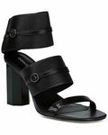 DONALD PLINER shoes sandals black leather elastic heels designer ankle - Jenifers Designer Closet