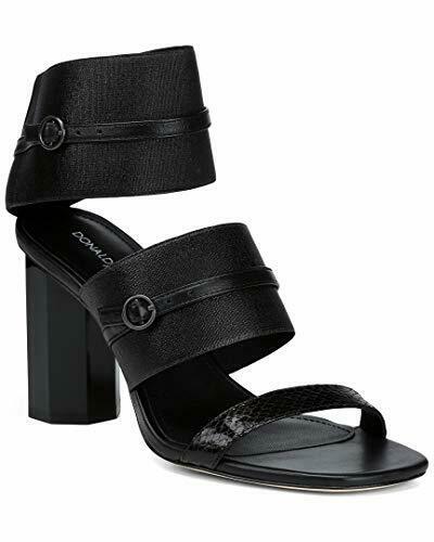 DONALD PLINER shoes sandals black leather elastic heels designer ankle - Jenifers Designer Closet