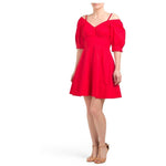 DEREK LAM 10 Crosby 6 red off-shoulder cold shoulder dress $325 poplin mini-Clothing, Shoes & Accessories:Women's Clothing:Dresses-Derek Lam-6-Red-Jenifers Designer Closet