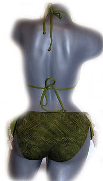 LUCKY BRAND S camouflage army green bikini swimsuit 2-piece crochet lace