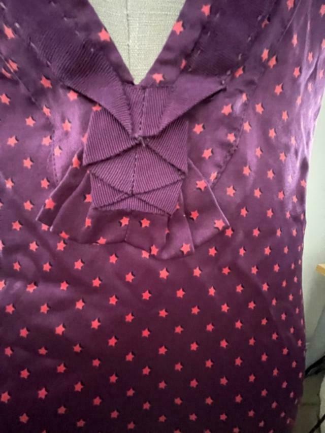 SEE by CHLOE 4 backless mini dress deep v-neck SILK stars purple designer