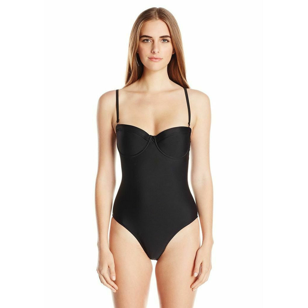 6 SHORE ROAD by Pooja S Wild Tide one piece swimsuit black rock - Jenifers Designer Closet