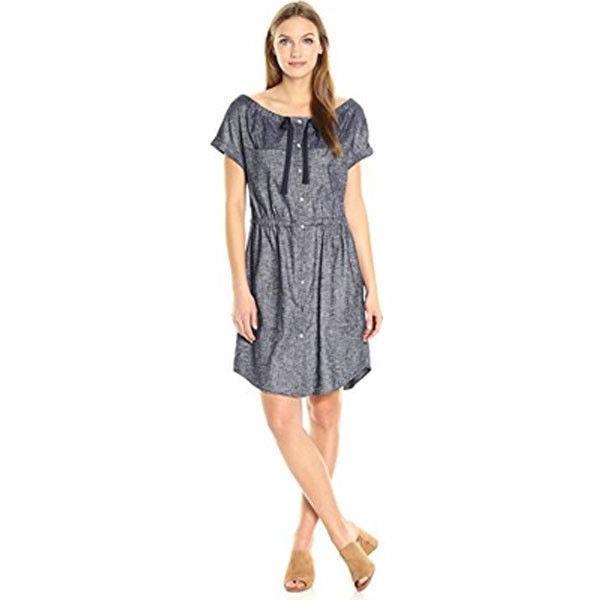 THEORY 4 chambray linen blend dark blue denim shirt dress $345 Tierra wash-Clothing, Shoes & Accessories:Women's Clothing:Dresses-Theory-4-Dark blue-Jenifers Designer Closet