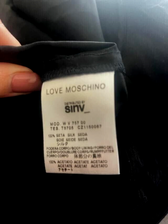 LOVE MOSCHINO 10/46 100% SILK tiered ruffled black dress cocktail career