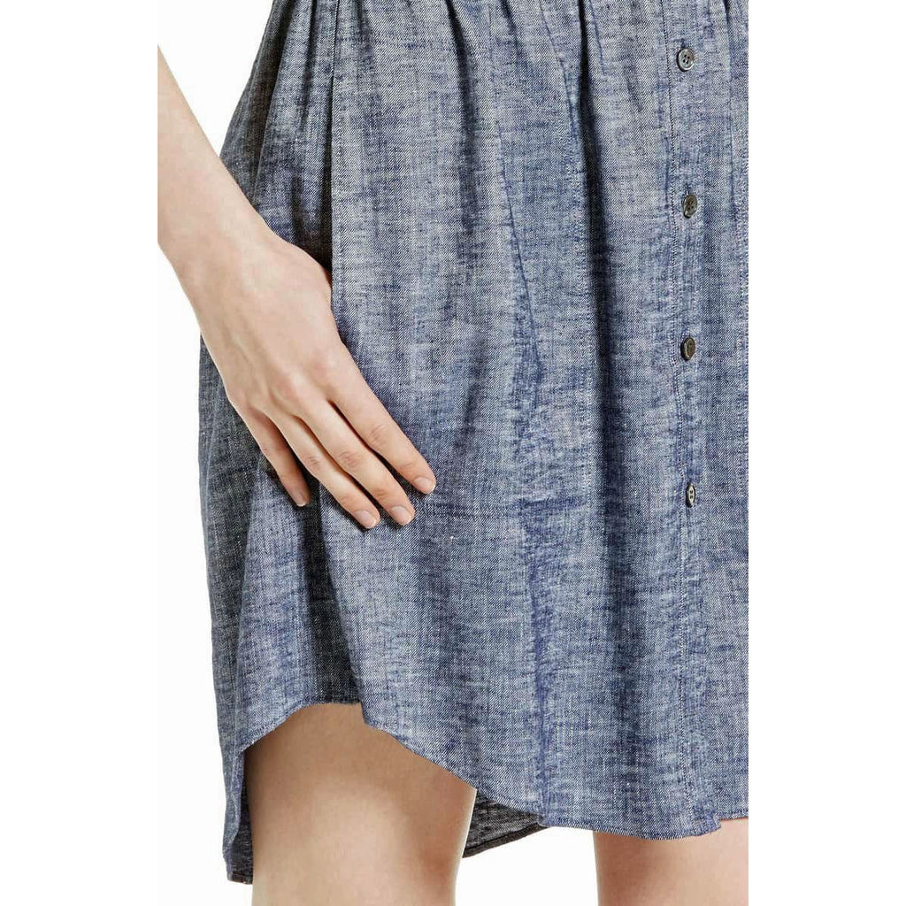 THEORY 4 chambray linen blend dark blue denim shirt dress $345 Tierra wash-Clothing, Shoes & Accessories:Women's Clothing:Dresses-Theory-4-Dark blue-Jenifers Designer Closet