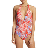 RED CARTER S plunging halter one-piece swimsuit deep V red low back $165-Clothing, Shoes & Accessories:Women's Clothing:Swimwear-Red Carter-Small-Red-Jenifers Designer Closet