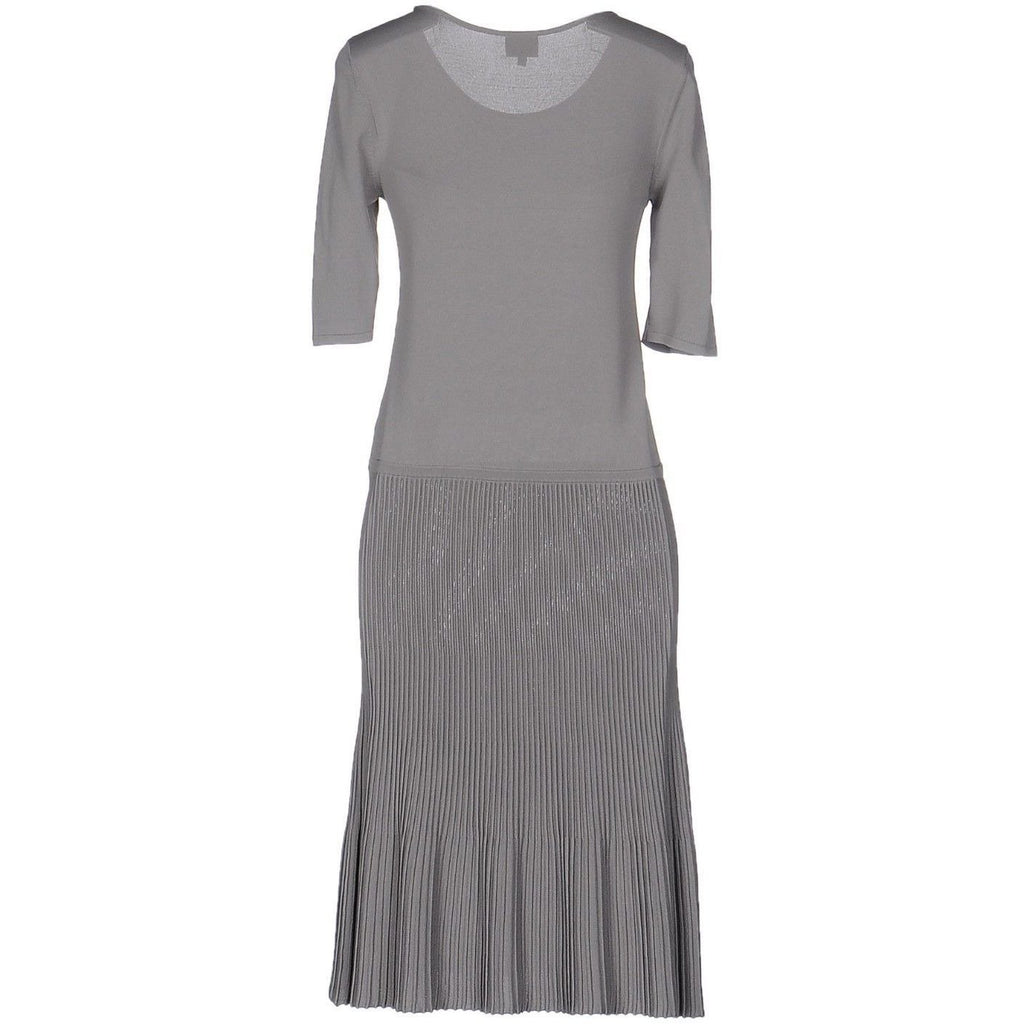GIORGIO ARMANI Collezioni 50/14 gray knit sweater dress $995 bodycon career-Dresses-Armani Collezioni-50/14-Gray-Jenifers Designer Closet