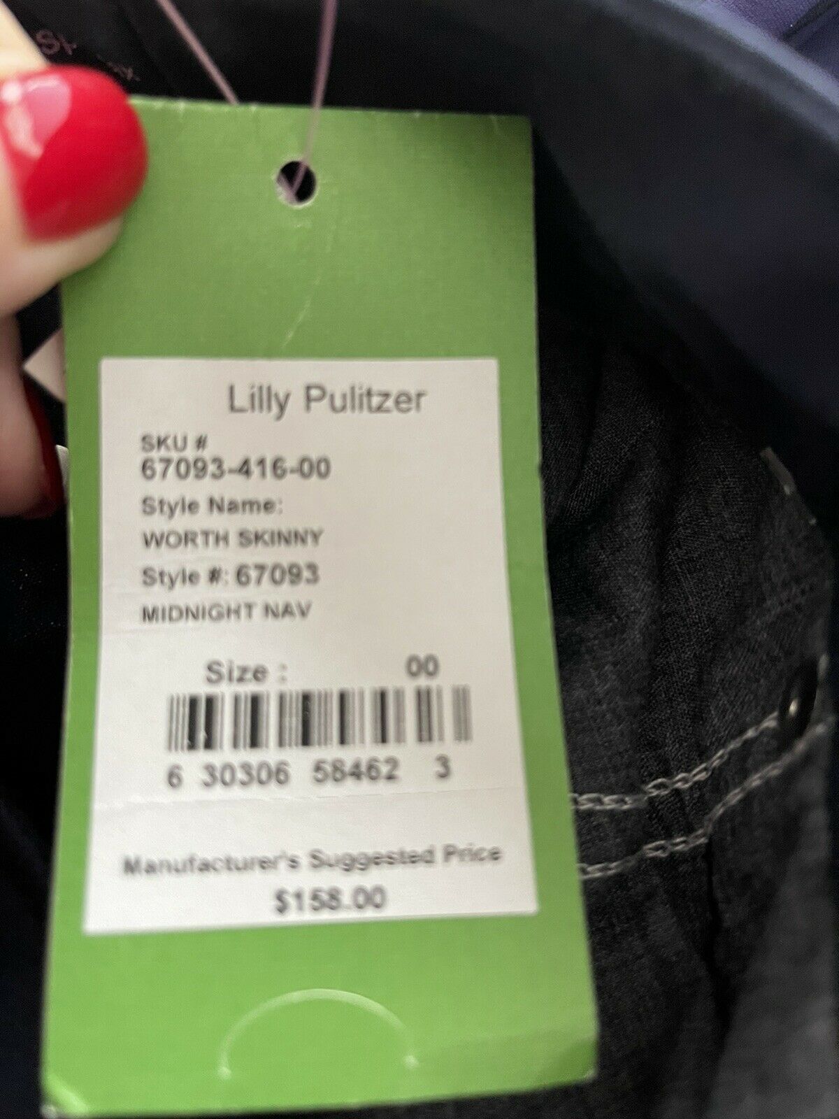 LILLY PULITZER 00 Worth skinny pants sateen jeans stretch midnight navy