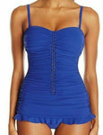 GOTTEX swimsuit 8 swim dress slimming shirred blueberry bandeau swimdress