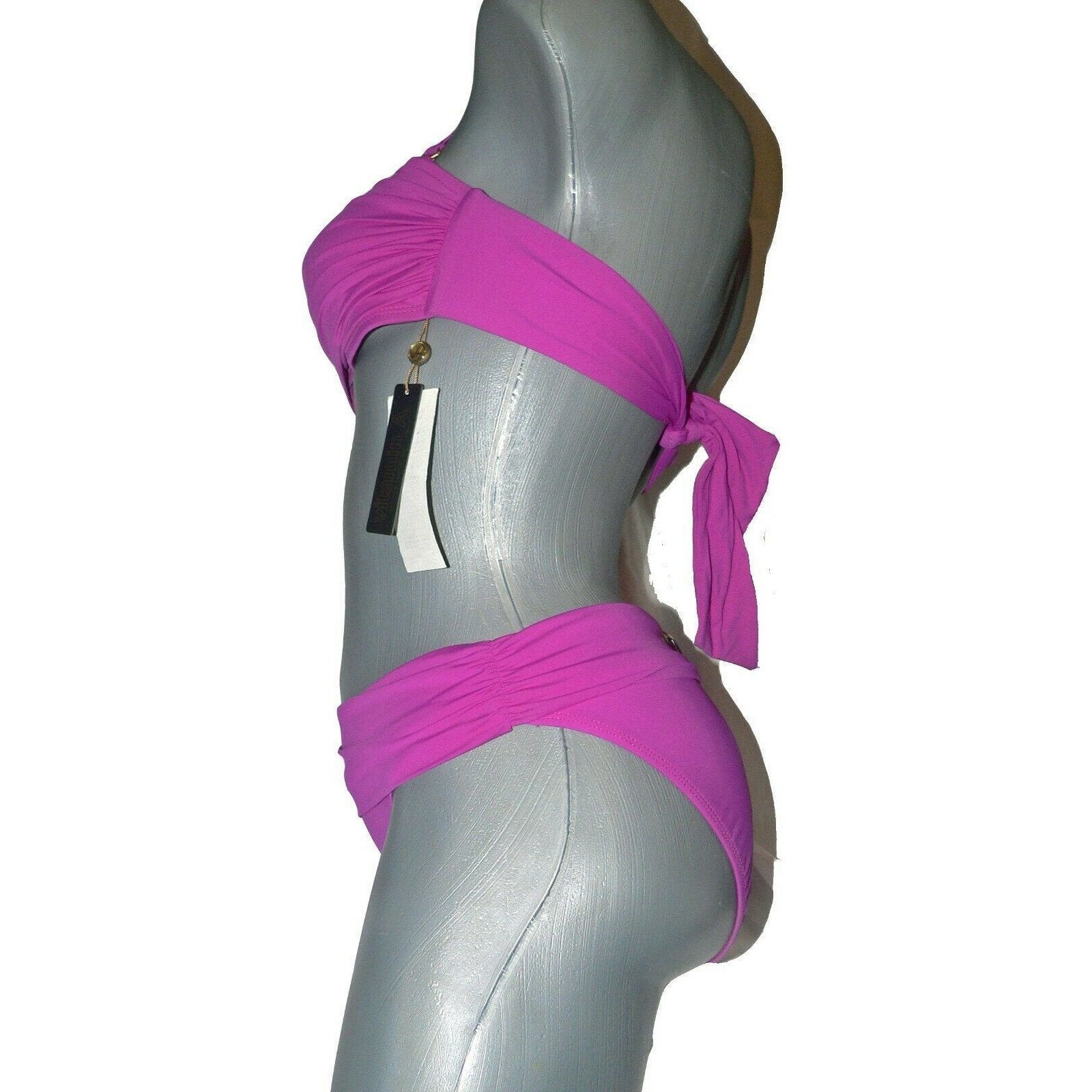 VITAMIN A 8 M designer swimsuit bikini 2PC fuschia bandeau strapless-Clothing, Shoes & Accessories:Women's Clothing:Swimwear-Vitamin A-8-Fuschia-Jenifers Designer Closet
