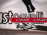 JUST CAVALLI tee t-shirt LG white red black leopard cheetah Roberto men's - Jenifers Designer Closet
