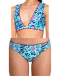 NANETTE LEPORE 12 bikini swimsuit bathing suit floral designer 2 pc aqua