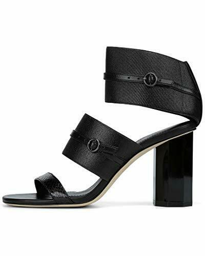 DONALD PLINER shoes sandals black leather elastic heels designer ankle - Jenifers Designer Closet